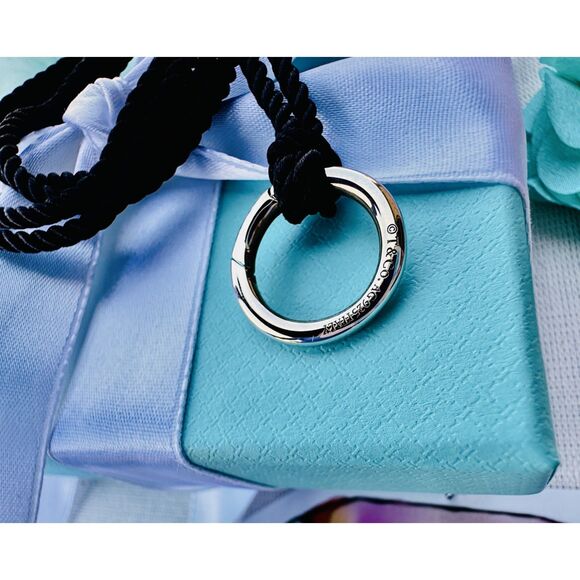 🖤 NEW Retired Tiffany & Co Silk Cord Silver Round Clasp Necklace, 30 inches - Picture 2 of 3